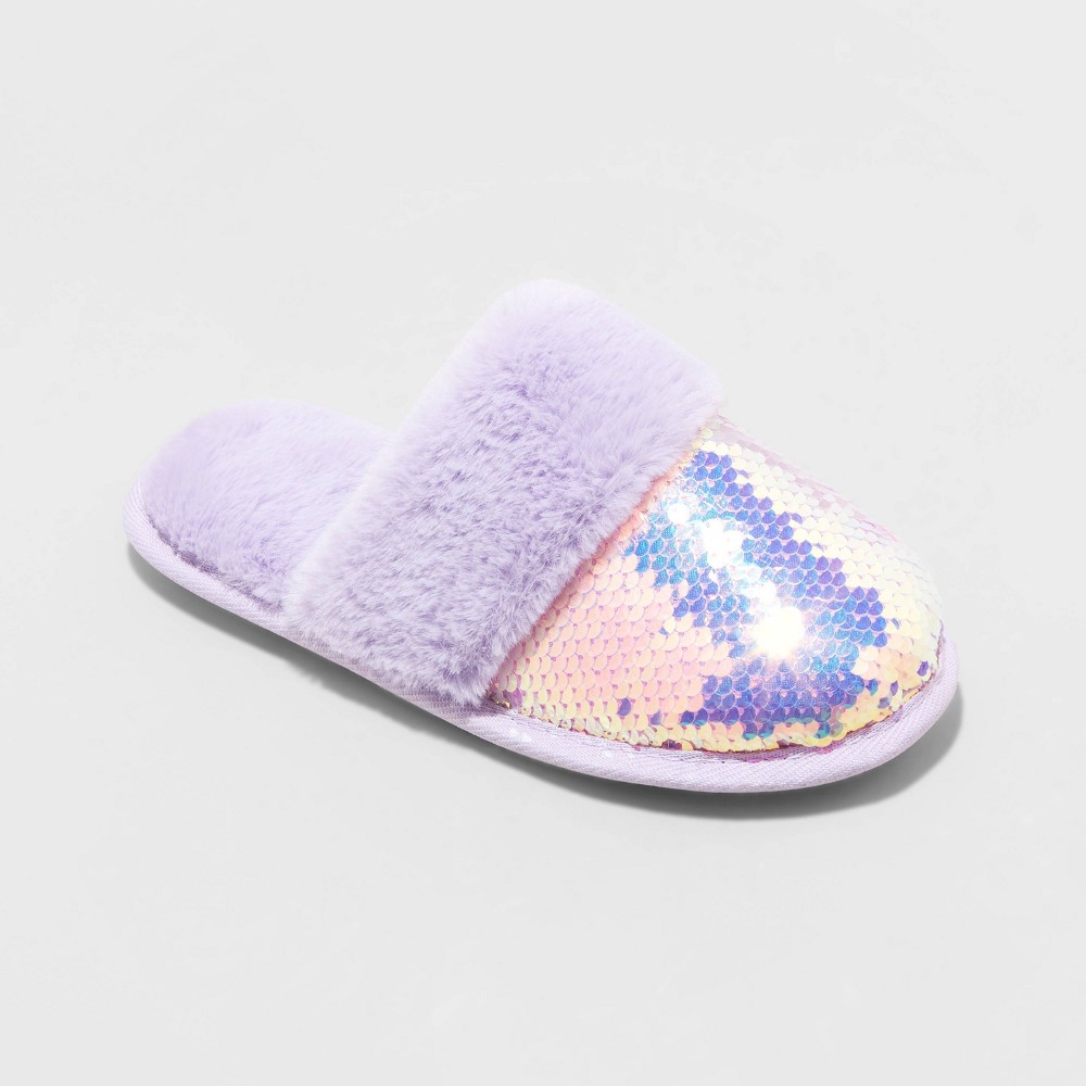 Girls' Zoie Flip Sequin Slide Slippers - Cat & Jack™ Blue L