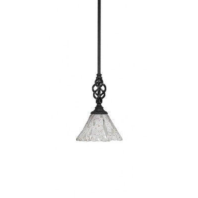 Toltec Lighting Elegante 1 - Light Pendant in  Matte Black with 7" Italian Ice Shade