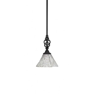 Toltec Lighting Elegante 1 - Light Pendant in  Matte Black with 7" Italian Ice Shade - 1 of 1