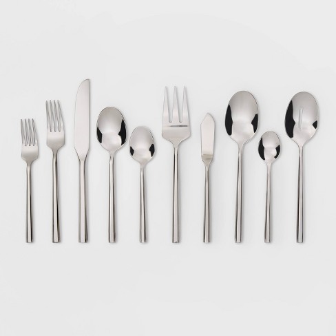 48-Piece Black Silverware Set with Organizer, Black Flatware Set