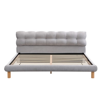 Christopher Knight Home Ansha Modern Chenille Upholstered Platform Bed with Rubberwood Frame and Headboard