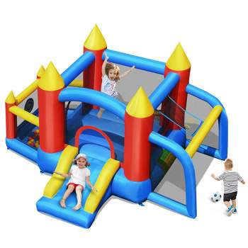 Costway Inflatable Bounce House Slide Jumping Castle Soccer Goal Ball Pit Without Blower