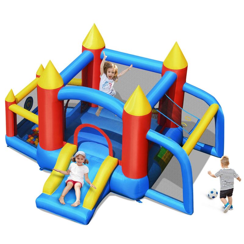 Costway Inflatable Bounce House Slide Jumping Castle Soccer Goal Ball Pit Without Blower, 1 of 11
