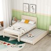 KTMBDW Twin Size Bed Frame, Kids Platform Bed with Trundle and Wooden Slats, Space-saving, No Box Spring Needed, Easy Assembly - 2 of 4