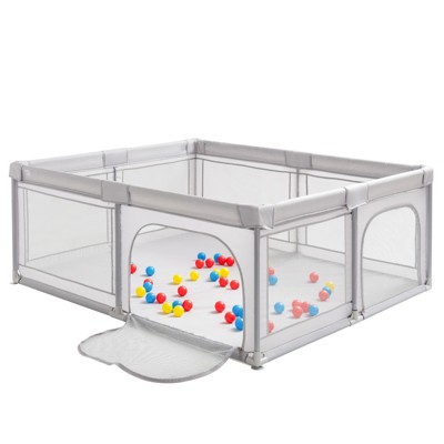 Image of Costway Baby Playpen Large Safety Kids Activity Center w/50 Ocean Balls Gray