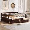 Wooden Daybed with 2 Drawers, Wood Slat Support, Safety Guardrails Sofa Day Bed Frame, No Box Spring Needed, for Bedroom, Guest Room, Living Room - 2 of 4