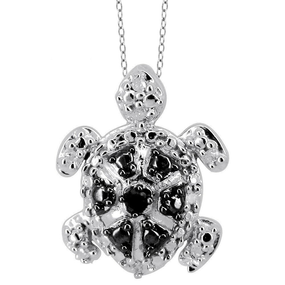 Photos - Pendant / Choker Necklace 120 CT. T.W. Round-Cut Black and White Diamond Prong Set Turtle Pendant- W