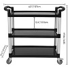 3 Tier Plastic Service Utility Cart with Wheels, Lockable Wheels, Metal Frame, Office/Kitchen/Hotel Food Service/Commercial/Restaurant - 2 of 4