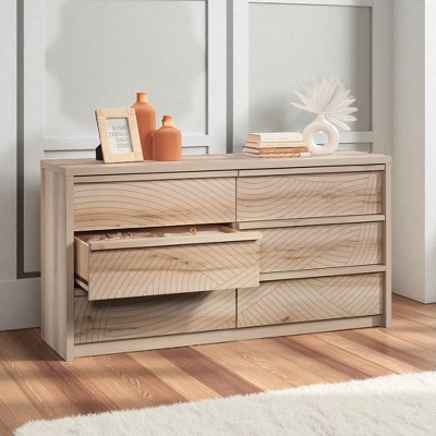 Mshliw 6 Drawer Dresser, Engineered Wood Storage Cabinet and Sideboard for Bedroom or Guest Room with Metal Drawer Runners
