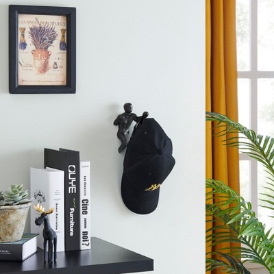 Black Cast Iron Fist Man Decorative Wall Hooks Set