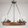 LNC Laius 6-Lights 24.8" Siliver and Wood Wagon Wheel Farmhouse Glass Chandelier,With 6 Seeded Glass Shapde - 3 of 4