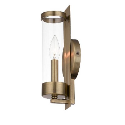 Antique Brass Dimmable Wall Sconce with Clear Glass