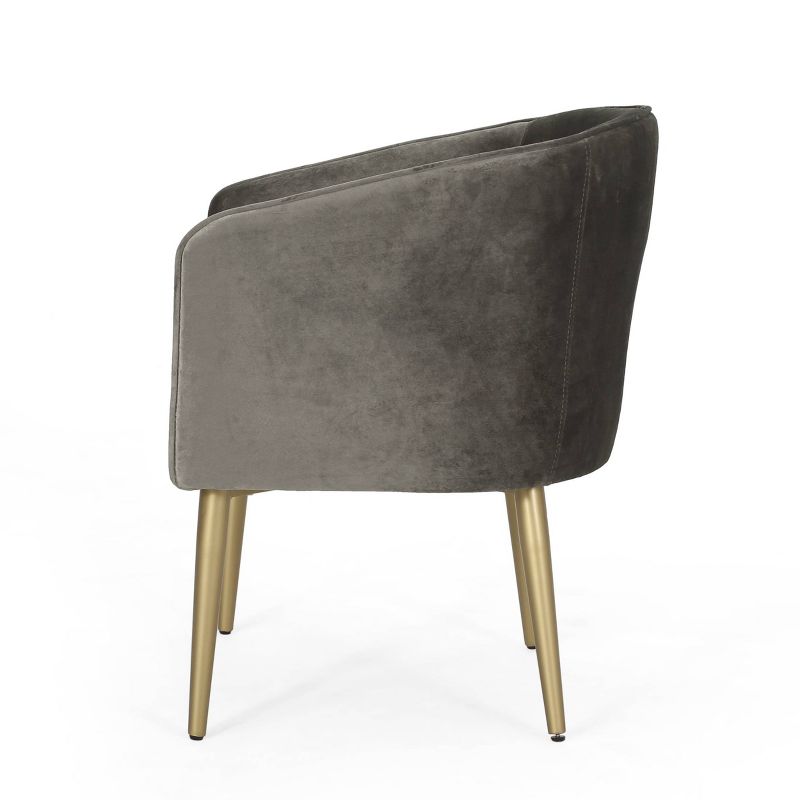 Deshler Modern Glam Tufted Velvet Dining Chair Gray/Gold - Christopher Knight Home, 5 of 12