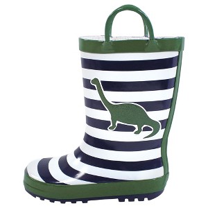 Hudson Baby Infant Boy Rain Boots, Dino Stripe - 1 of 4