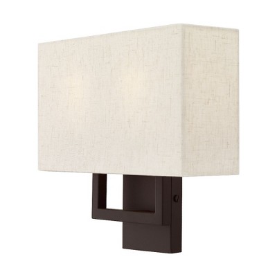 Pierson Bronze 2-Light ADA Compliant Wall Sconce with Oatmeal Shade