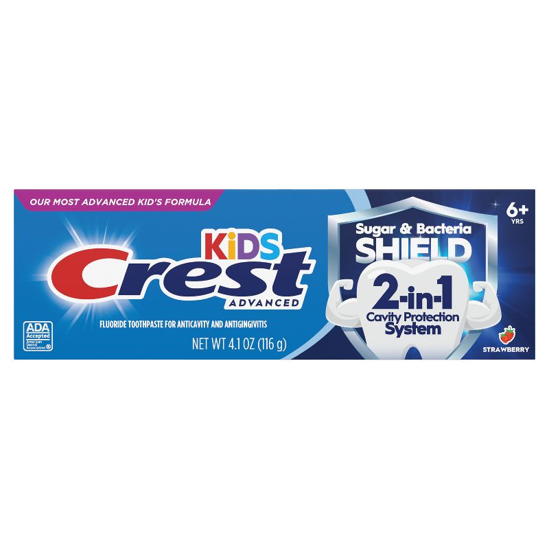 Crest Kids Sugar &#38; Bacteria Shield Toothpaste, Strawberry Flavor, 4.1oz, 3 of 12