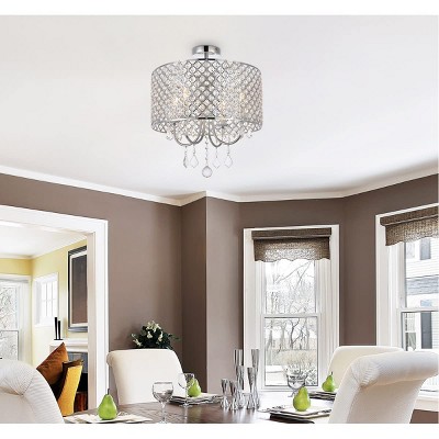 Elise Chrome Crystal 4-Light Flush Mount Ceiling Fixture