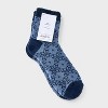 Women's Poinsettia Double Lined Cozy Ankle Socks - Auden™ Denim Blue 4-10: Knit Fairies Pattern, Lightweight, Machine Washable - 2 of 3