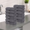 Zero Twist Cotton Solid Chevron Dobby Border Super Soft Face Towel Washcloth Set of 12 by Blue Nile Mills - 2 of 4
