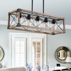 32" Walnut Industrial Farmhouse Rectangle Pendant Light, 5-Light Chandelier with Lampshades for Dining Room, Kitchen Island, Cafe Decor (No Bulbs) - 3 of 4