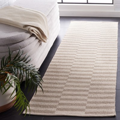 Ivory and Light Grey Handwoven Cotton Area Rug