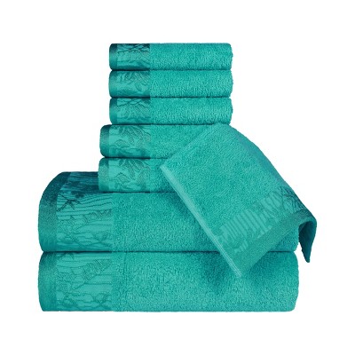 Charming Floral Accent Cotton Towel Set by Blue Nile Mills