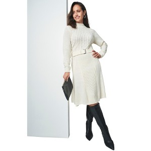 Jessica London Belted Cable Sweater Dress - 1 of 4
