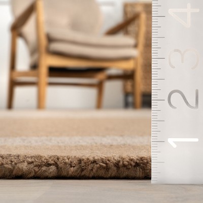 Handmade Beige and Light Brown Wool Rectangular Area Rug 9' x 12'