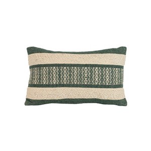 12x20 Geo Stripe Filled Throw Pillow Green Wool, Cotton & Polyester by Foreside Home & Garden - 1 of 4