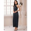 INSPIRE CHIC Women's Backless Split Satin Floral Halter V Neck Party Cocktail Maxi Dress - 2 of 4