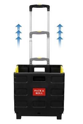 Compact Black and Yellow Folding Utility Cart with Telescoping Handle