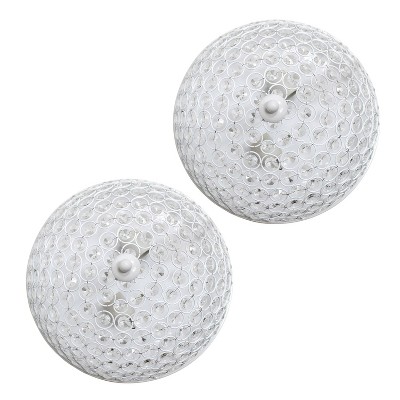 Elegant Elipse 13" White Crystal Dual Flush Mount Ceiling Light Set