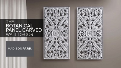 Bronze and Silver Botanical Carved Wood Wall Decor Set, 2-Piece