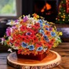 Attop 2(RD+OR+BL) 6 Bundles UV-Resistant Artificial Fall Flowers for Outdoor Decor - Orange & Yellow Faux Mums & Eucalyptus Plants - 4 of 4