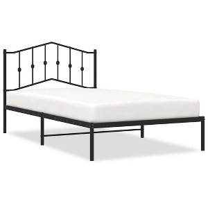 vidaXL Twin XL Metal Bed Frame with Headboard, Sturdy Steel, Black, No Mattress - 1 of 4