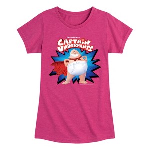 Girls' - Captain Underpants - Original Logo of Superhero Fitted Short Sleeve Graphic T-Shirt - 1 of 4