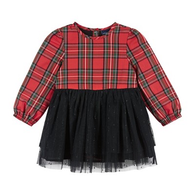 Image of Andy & Evan Infant  Girls Plaid Party Skirtzie Red, Size 0-3 Months.