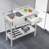 Stainless Steel Utility Sink with Workbench & Drawer - Commercial Deep Bowl Sink Station (23.6"W x 31.5"H) for Outdoor Kitchen - 2 of 4