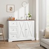 41.3" Farmhouse Buffet Cabinet with Storage - 3 Drawers & 2 Doors, White Buffet Cabinet for Kitchen, Dining Room White - 3 of 4