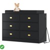 Black Changing Table Dresser with 6 Drawers Changing Dresser with Power Outlets Baby Dresser w/Changing Table Top - 2 of 4