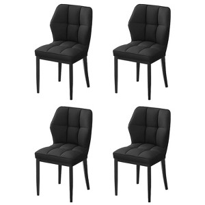 Bekrvio Mid Century Modern Dining Chairs, Upholstered Leather Armless Chairs with Checkered Pattern Back, for Kitchen & Dining Room - 1 of 4