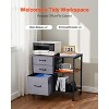 VEVOR Metal File Cabinet, Mobile Filing Cabinet with 3 Fabric Drawers and 2 Open Shelves, Wooden Vertical Filing Storage Cabinets with Wheels, Brown - 3 of 4