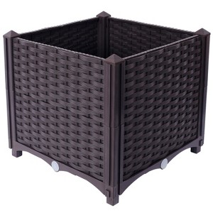 Gulches 15.7"x15.7"x14.7" Deep Self-Watering Raised Garden Bed, Plastic Planter Box for Vegetables Flowers Herbs Succulents - 1 of 4