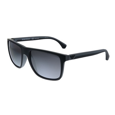 Emporio Armani EA 4033 5229 Unisex Square Polarized Sunglasses Rubber Black & Grey 56mm