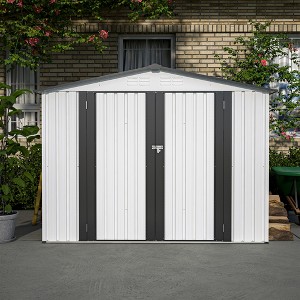 DOMETOUR 8 x 6 ft Outdoor Storage Shed, All Weather Metal Sheds with 2 Lockable Doors, Tool Shed for Garden, Backyard, Lawn, White - 1 of 4