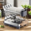 Dish Drying Rack - 2 Tier Dish Rack for Kitchen Counter with Rotatable and Extendable Drain Spout, Silver and Gray - image 2 of 3