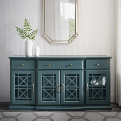 Bella Depot Classic Fretwork Detailed Sideboard with 4 Glass-Doors