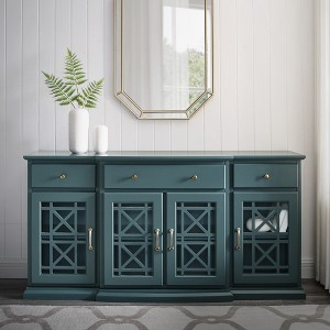 Bella Depot Classic Fretwork Detailed Sideboard with 4 Glass-Doors - 1 of 4
