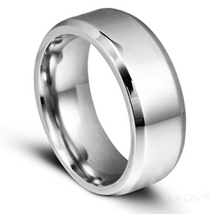 Ice City Titanium Steel Band Ring for Men and Women, Comfort Fit, Plain Silver/Black/Gold Engagement Ring - 1 of 4