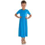 24seven Comfort Apparel Girls Short Sleeve Pleated Midi Dress